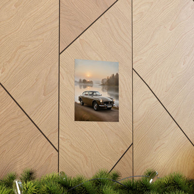 Vintage Car Matte Poster featuring a classic car against a serene backdrop with soft colors