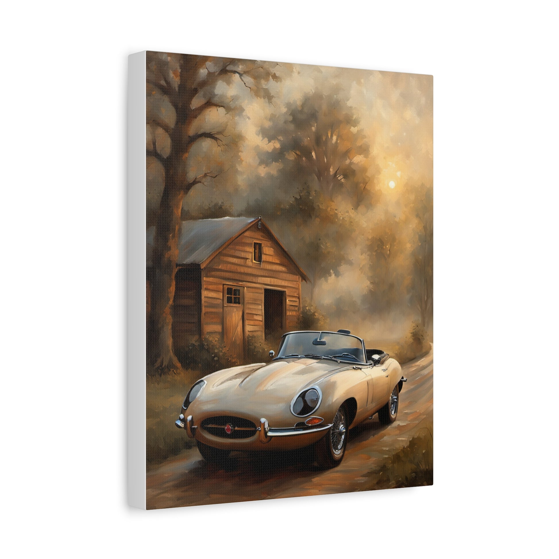 Vintage Car Wall Art featuring a classic convertible on a tranquil country road