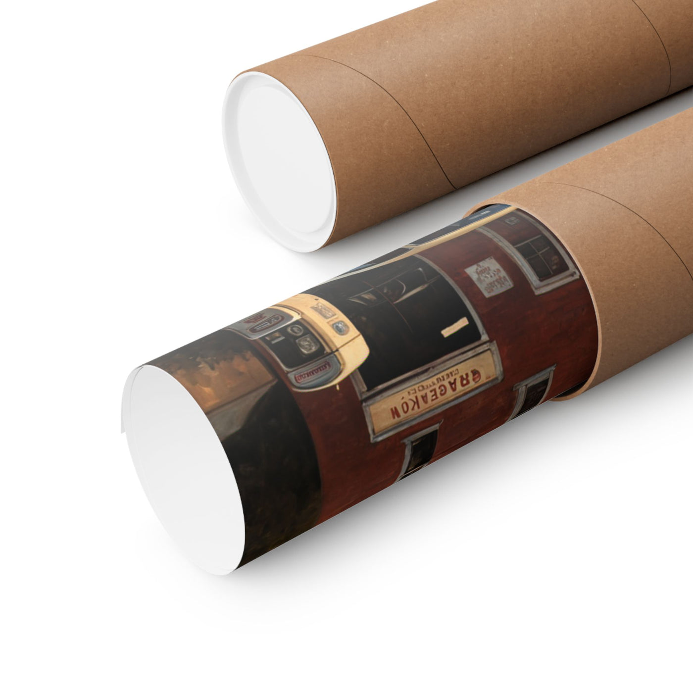 Vintage Car Wall Art poster rolled in a protective tube, showcasing classic automobile design