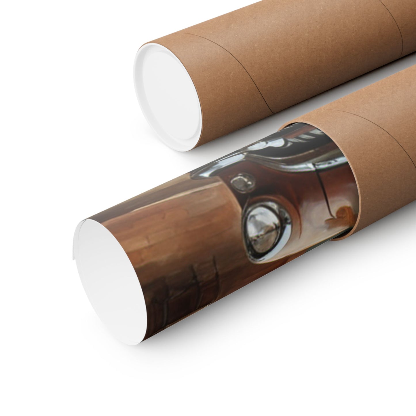 Vintage Car Wall Art Poster rolled in eco-friendly packaging for decor enthusiasts