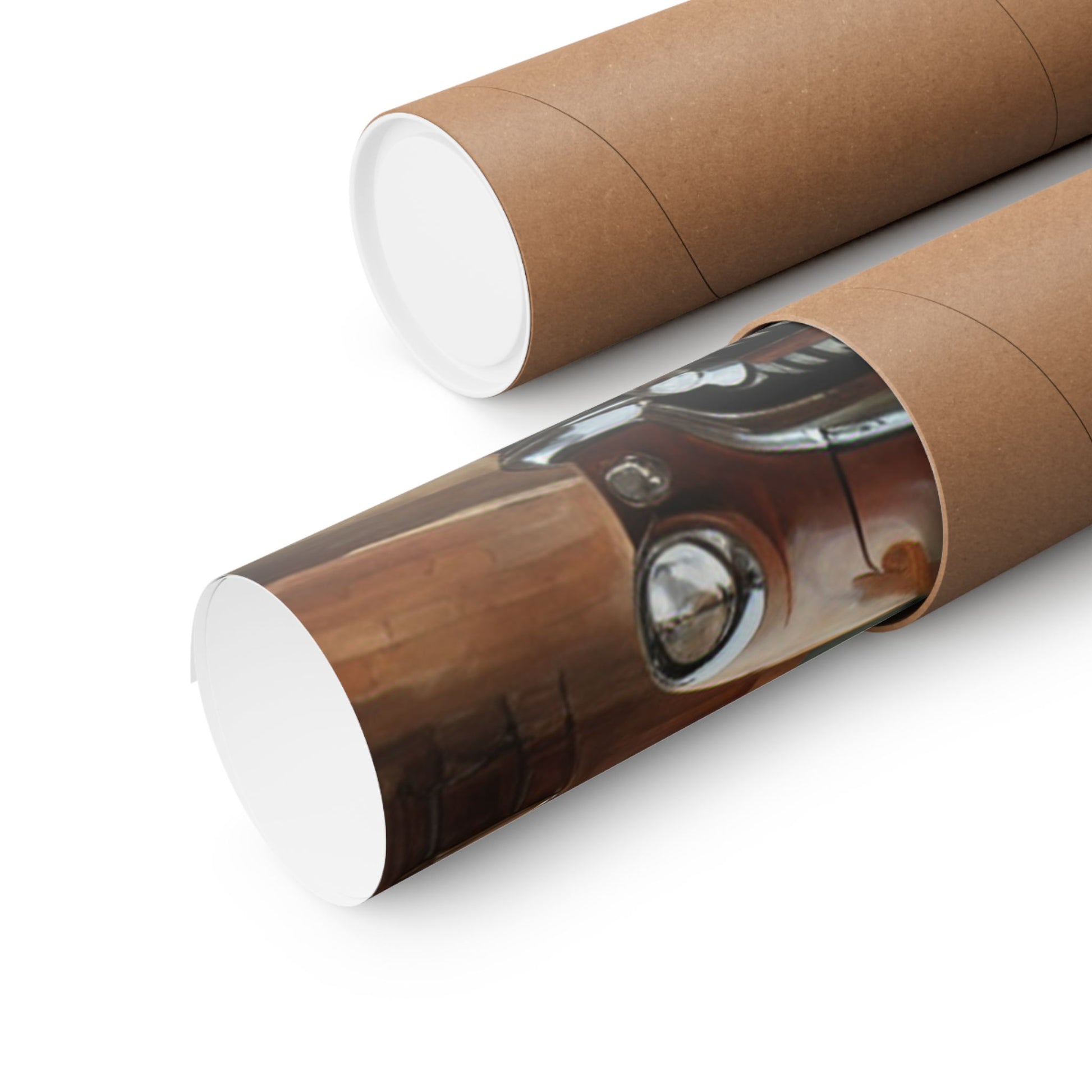 Vintage Car Wall Art Poster rolled in eco-friendly packaging for decor enthusiasts