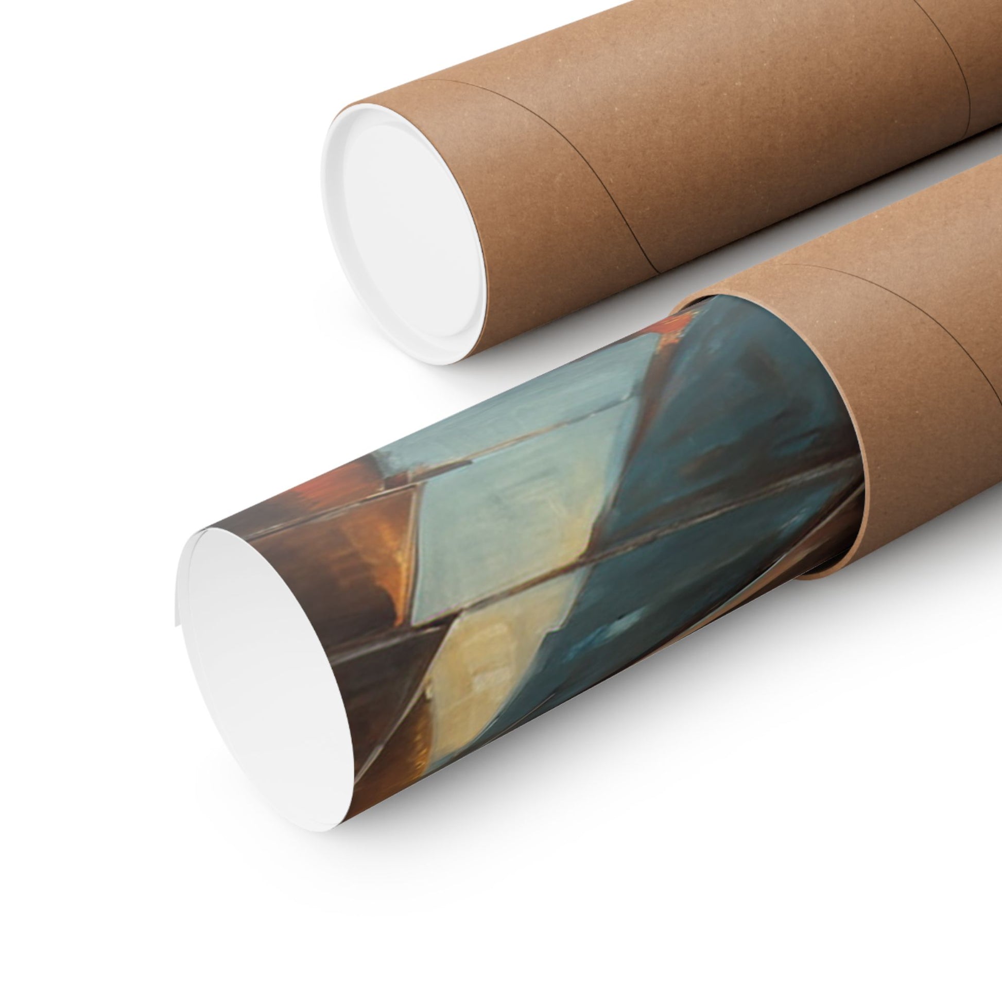 Vintage Car Wall Art Prints rolled in a protective cardboard tube for easy storage and display