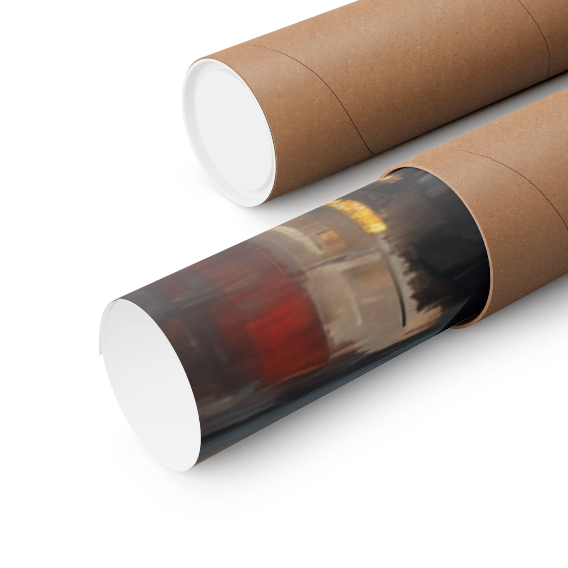 Classic car poster for home rolled in a protective tube for safe delivery and storage
