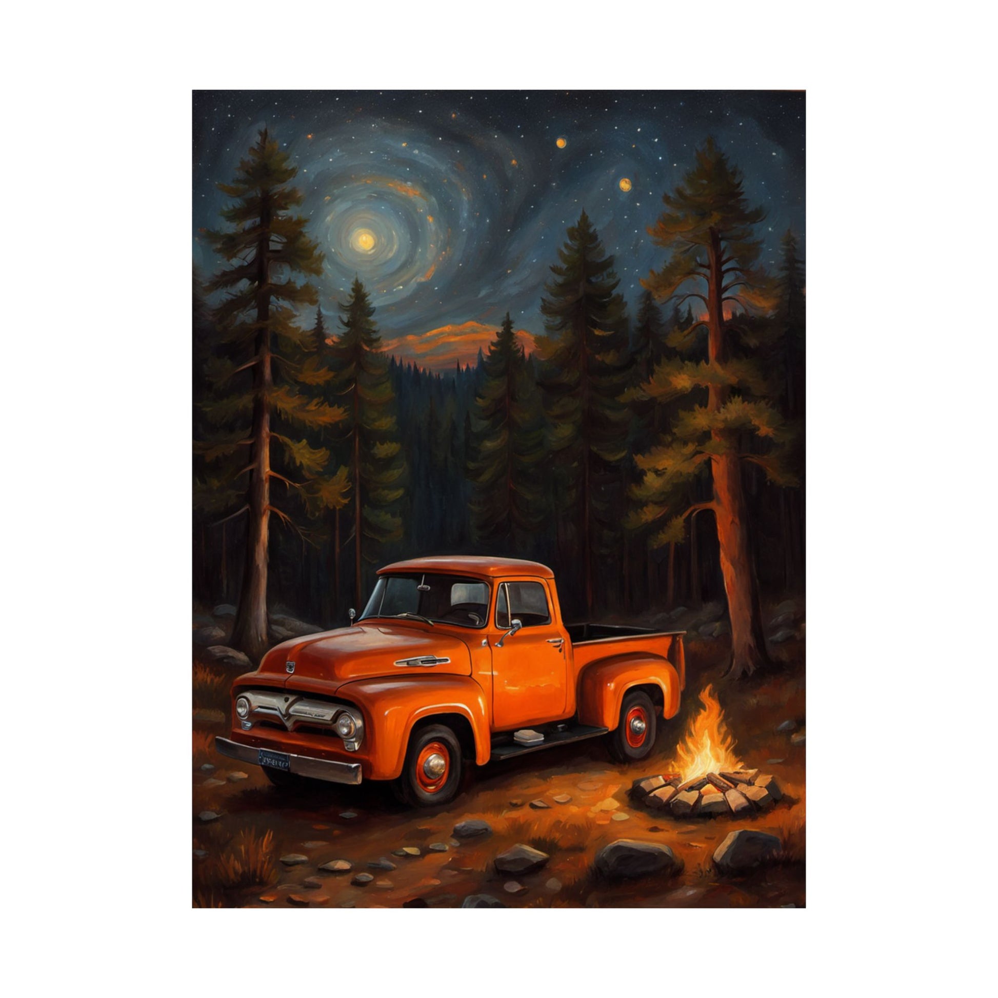 Vintage Truck Camping Poster, Rustic Wall Art, Outdoor Decor, Gift for Nature Lovers, Cabin Wall Art, Hiking Decor - AquilVision
