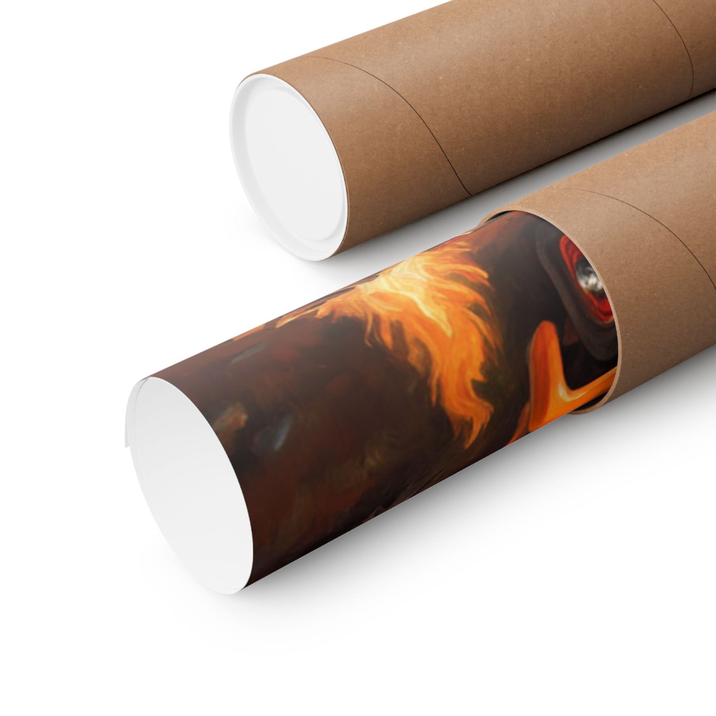 Vintage Truck Camping Poster rolled in a cardboard tube for easy storage and display