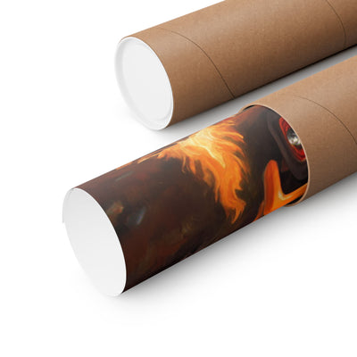 Vintage Truck Camping Poster rolled in a cardboard tube for easy storage and display