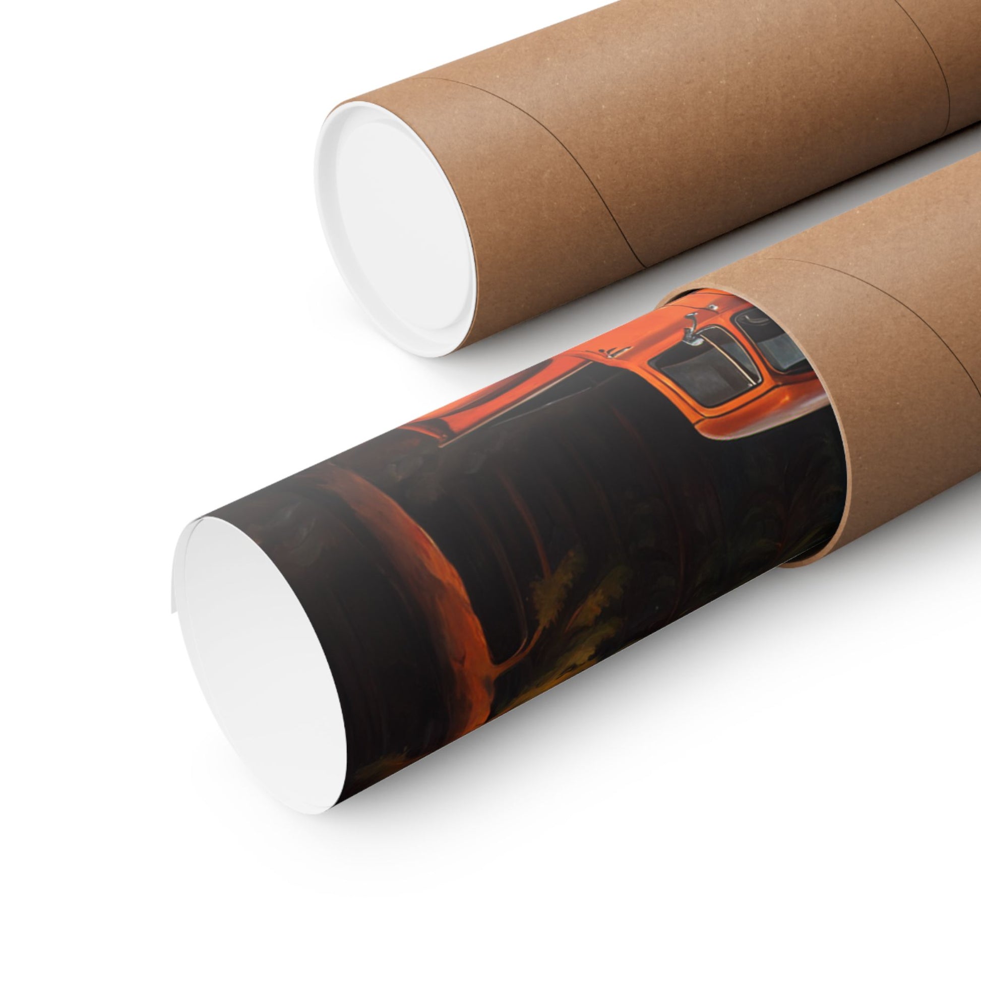 Vintage Truck Camping Poster rolled in sturdy tube, perfect for home or outdoor decor.