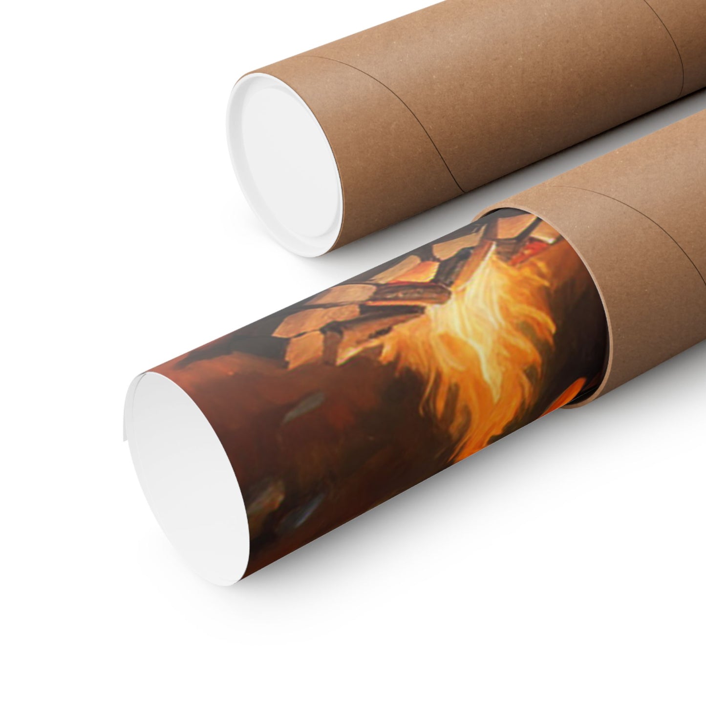 Vintage Truck Camping Poster rolled in a protective tube showcasing rustic outdoor adventure art
