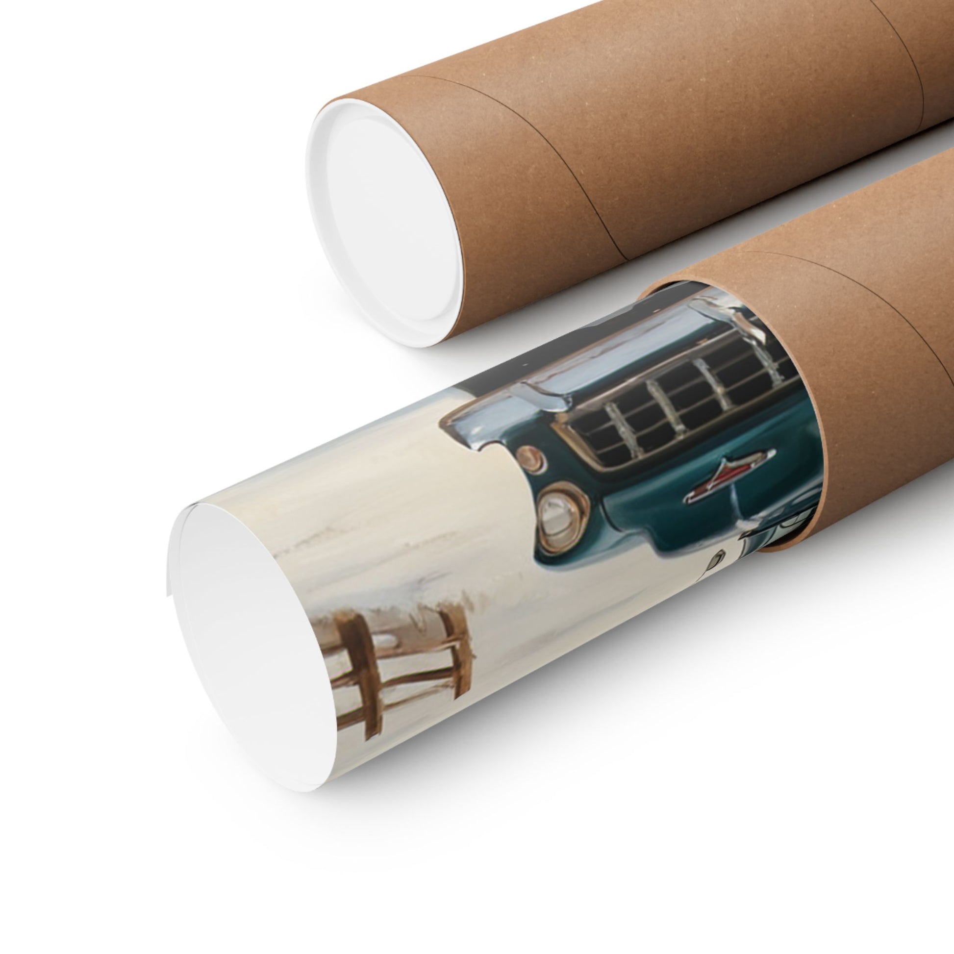 Vintage Truck Wall Art Poster rolled in a protective tube for easy storage and display