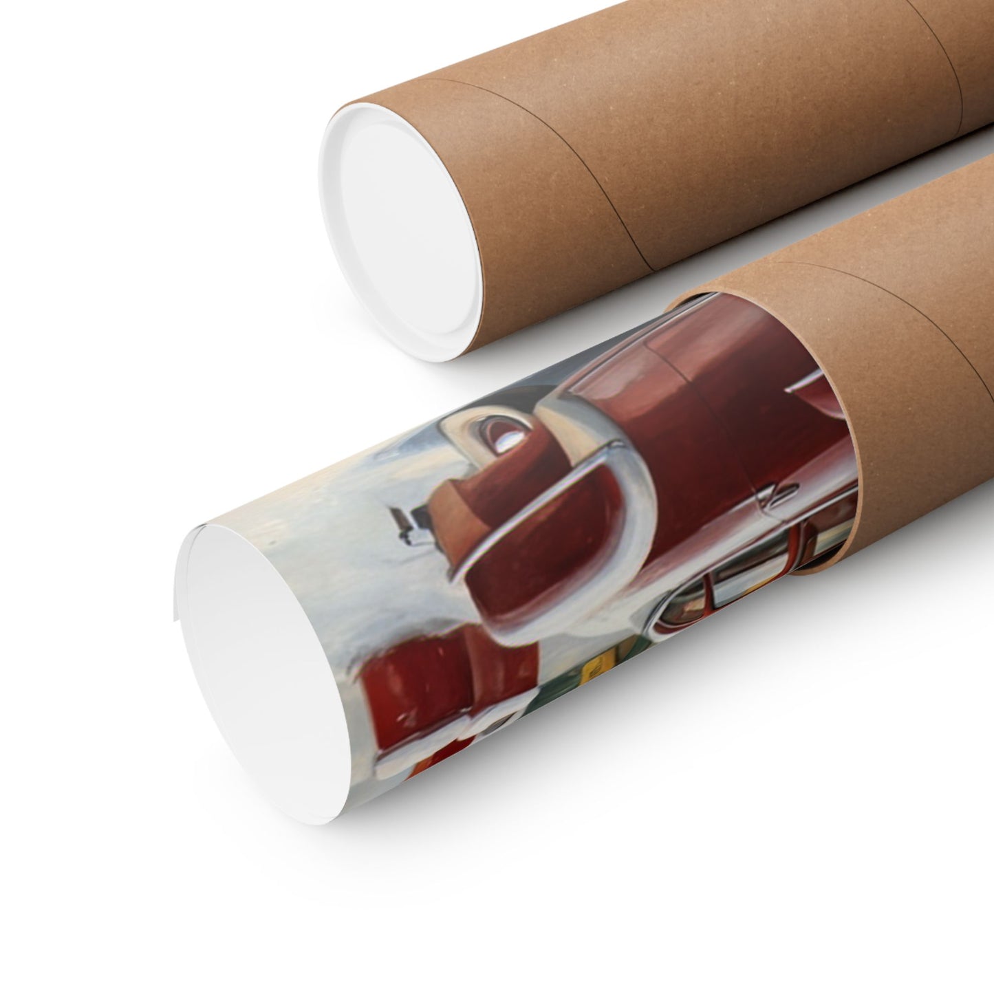Vintage Winter Scene Posters rolled in eco-friendly cardboard tubes for easy storage and display